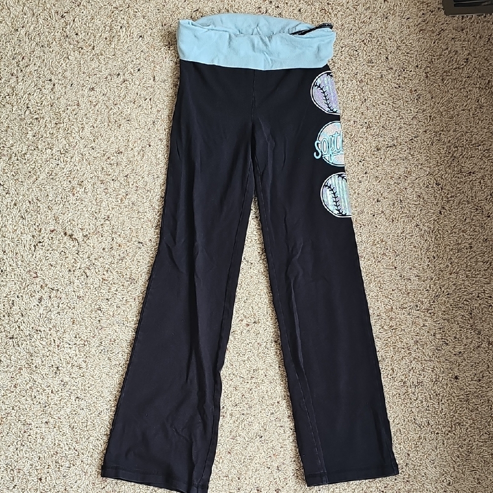 Justice Black and Light Blue Kids Leggings